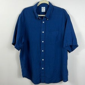 Brooks Brothers Blue linen button down shirt size XL